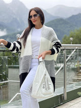 Cardigan Femme Long à Rayures Oversize 3