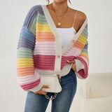 Cardigan Femme Oversize Coloré à Rayures 1