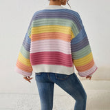Cardigan Femme Oversize Coloré à Rayures 2