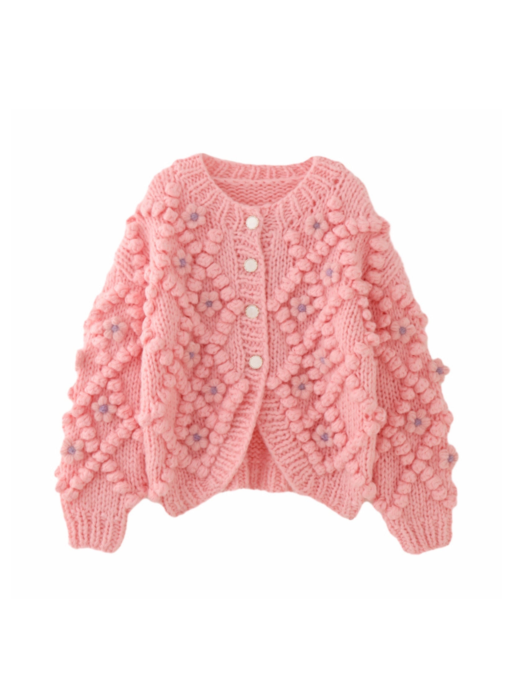 other : Miriam | Cardigan Femme Rose Pâle en Tricot Fleurs in Rose van Seroa