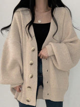 Cardigan Femme Surdimensionné Boutonné Chic 0