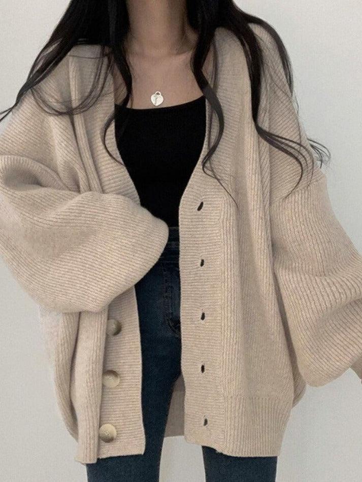 Cardigan Femme Surdimensionné Boutonné Chic 1