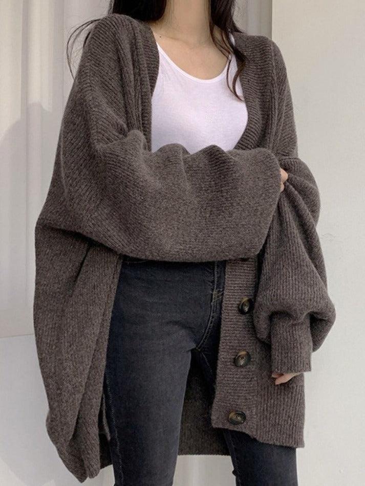 Cardigan Femme Surdimensionné Boutonné Chic 4