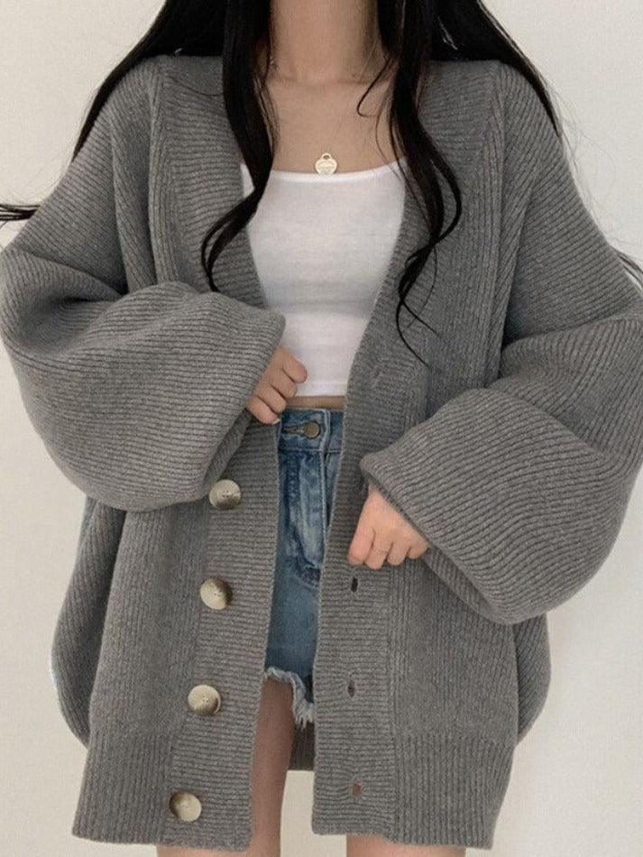 Cardigan Femme Surdimensionné Boutonné Chic 8