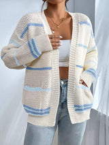 Cardigan Femme Surdimensionné Chic Rayé 2