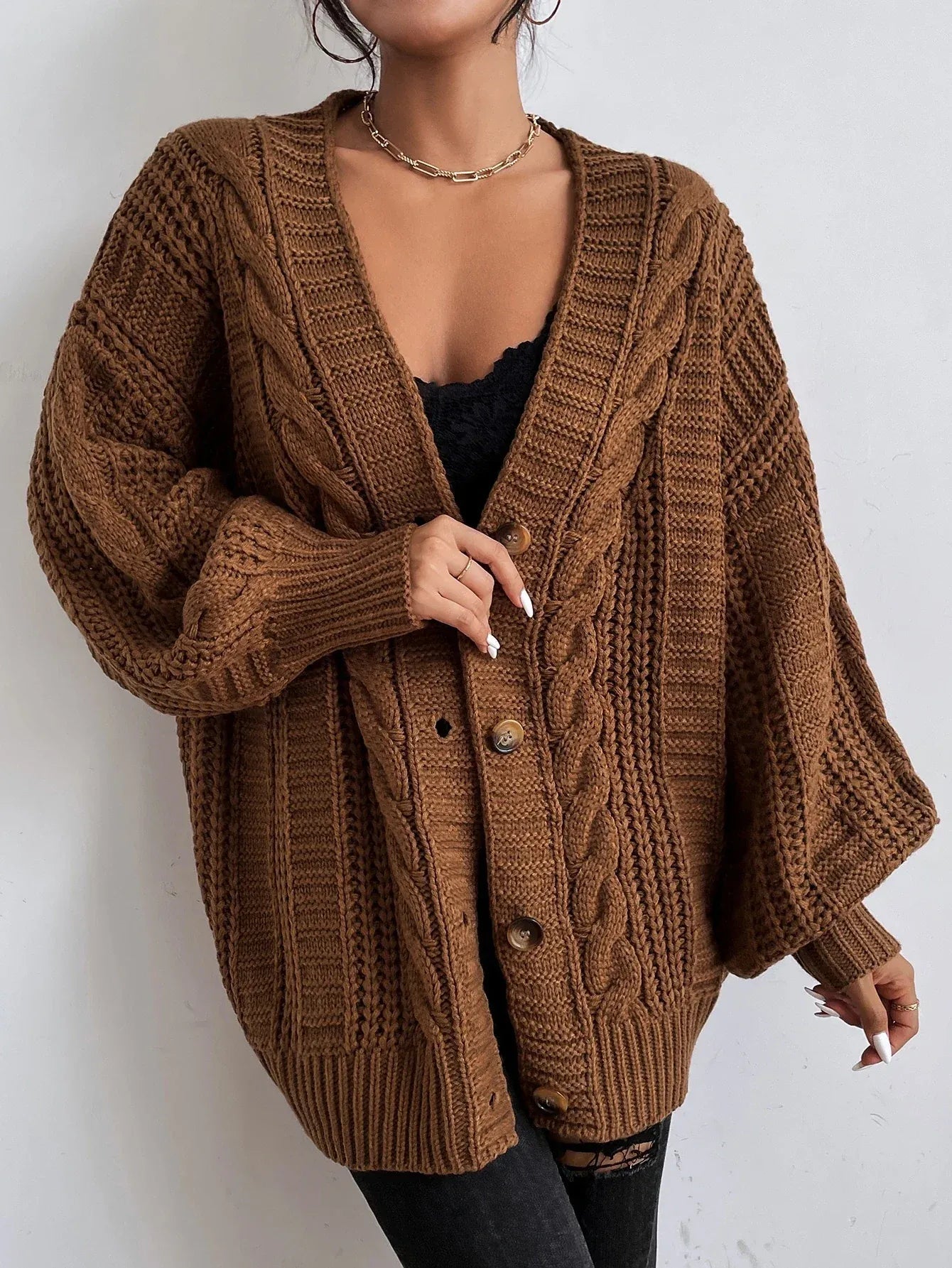 Cardigan Femme Torsadé Confortable Décontracté 0
