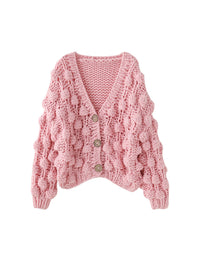 Damen Cardigan lässig gestrickt rosa andere Strickaccessoires