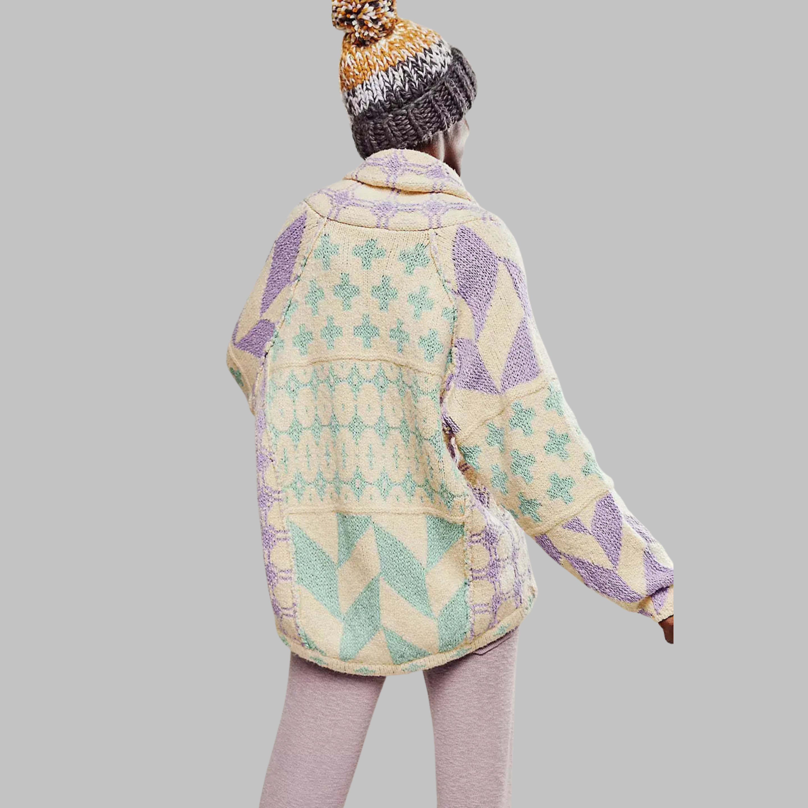 Cardigan Femme Vintage Surdimensionné Chic 6