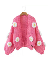 other : Molly | Cardigan Femme en Tricot Doux à Manches Bouffantes in Rose Foncé Taille Unique van Seroa