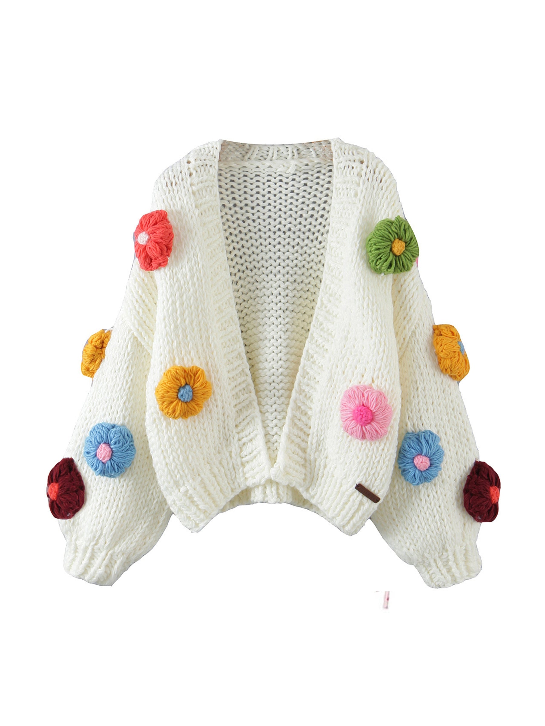 other : Molly | Cardigan Femme en Tricot Doux à Manches Bouffantes in Blanc Taille Unique van Seroa