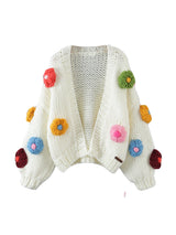 other : Molly | Cardigan Femme en Tricot Doux à Manches Bouffantes in Blanc Taille Unique van Seroa