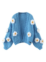other : Molly | Cardigan Femme en Tricot Doux à Manches Bouffantes in Bleu Taille Unique van Seroa