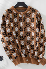 Cardigan Floral Ample Femme Élégant 0