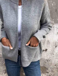 Reißverschluss-Damenweste, lässiger Cardigan