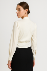 top blouses : Victoria | Blouse Blanche Femme en Satin in van Seroa