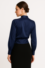 top blouses : Victoria | Blouse Blanche Femme en Satin in van Seroa