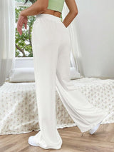 skirts : Charlotte | Pantalon Fluide Femme Élastique à Jambes Larges in Blanc van Seroa