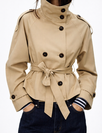 Trench-coat beige femme double boutonnage élégant - Veste