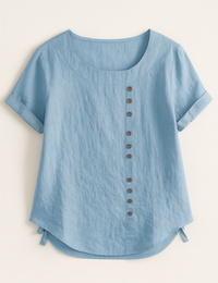 Women's Linen Button-Front Blouse - Lightweight, Breathable and