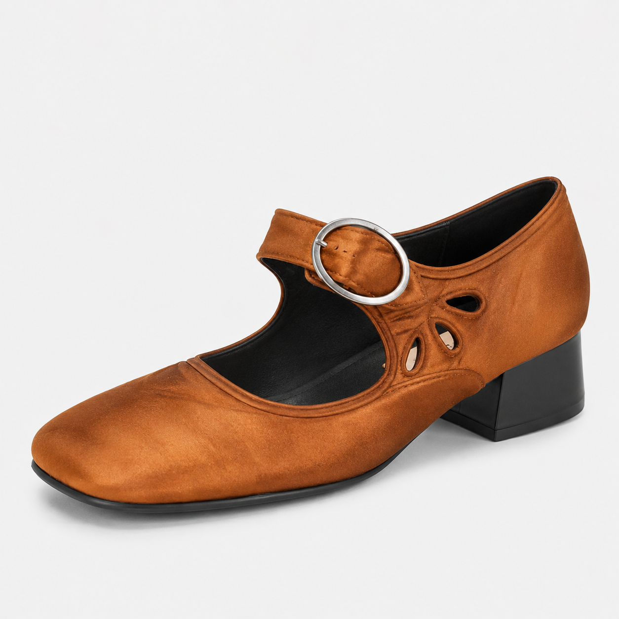 Chaussures Vintage à Petit Talon et Boucle Confortable Femme