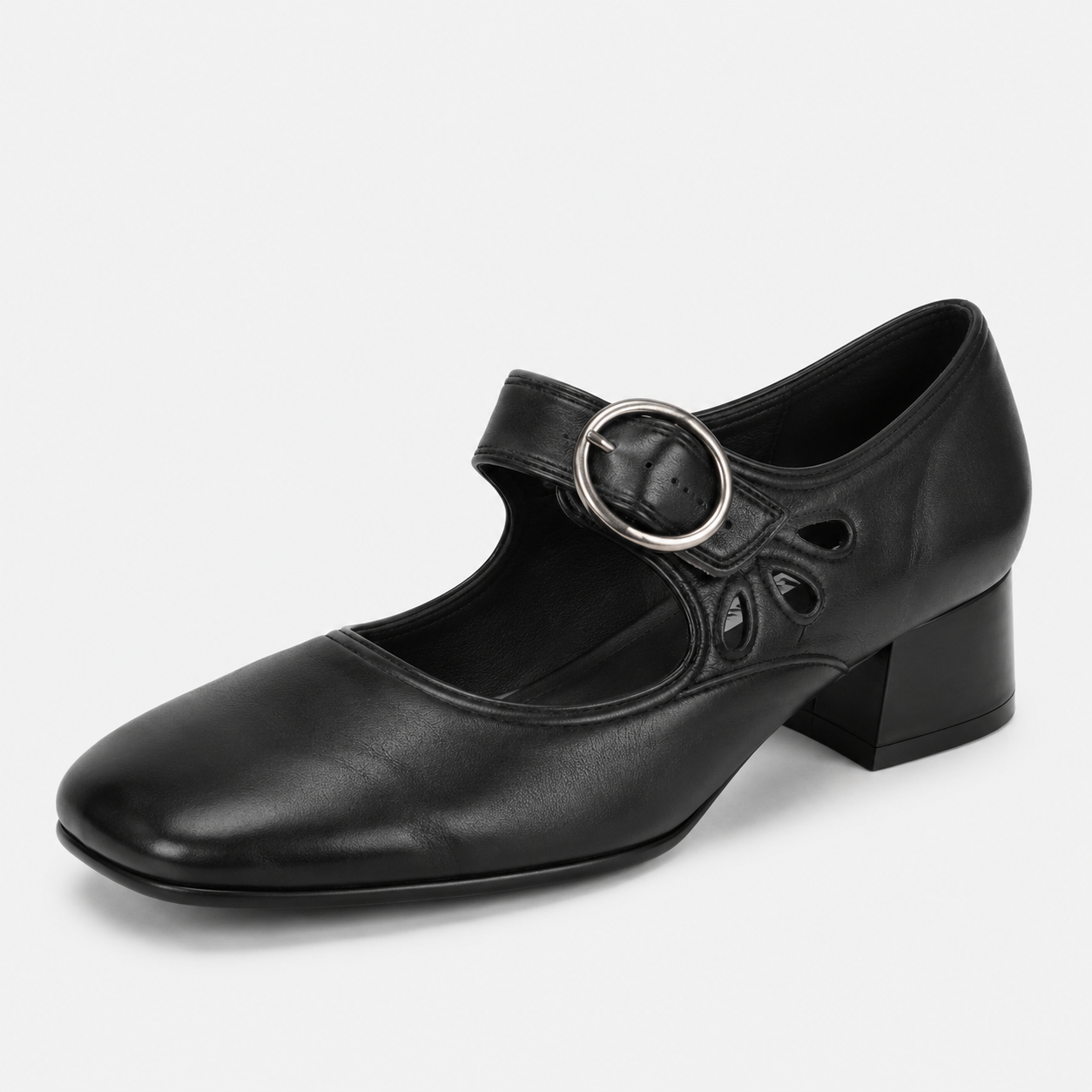 Chaussures Vintage à Petit Talon et Boucle Confortable Femme