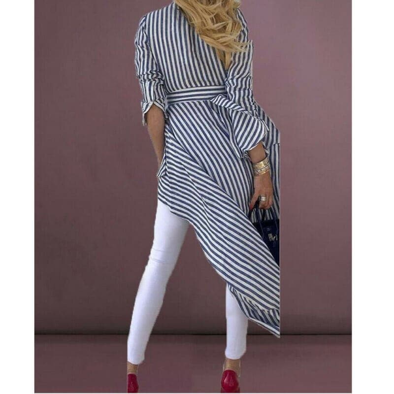 Chemisier Femme Chic Asymétrique Col en V 3