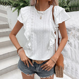 Chemisier Femme Chic à Volants Coton 2