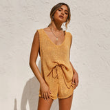 Combinaison Décontractée Femme Col V Short 11