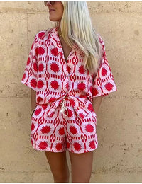 Ensemble Estival 2 Pièces avec Imprimé Vibrant et Boutons Femme