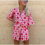 other : Lena - Ensemble Estival 2 Pièces avec Imprimé Vibrant et Boutons in Rose van Seroa