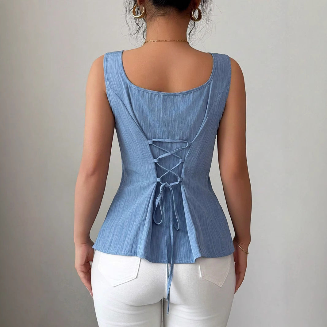Débardeur Côtelé Femme Slim Col Carré 3
