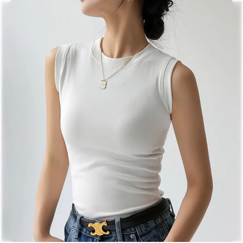 Débardeur Élégant Blanc Femme Ajusté 1