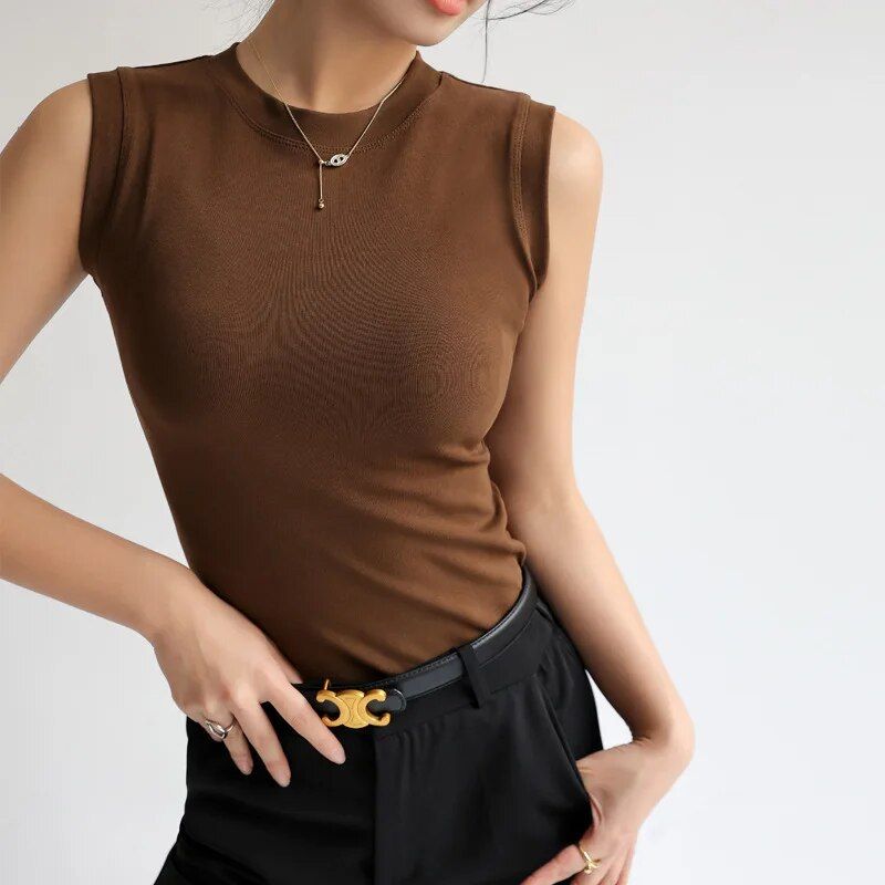 Débardeur Élégant Blanc Femme Ajusté 5