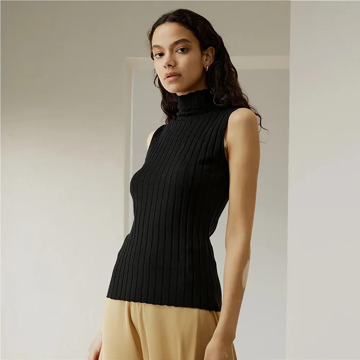 Débardeur Élégant Noir Femme Polyvalent 7