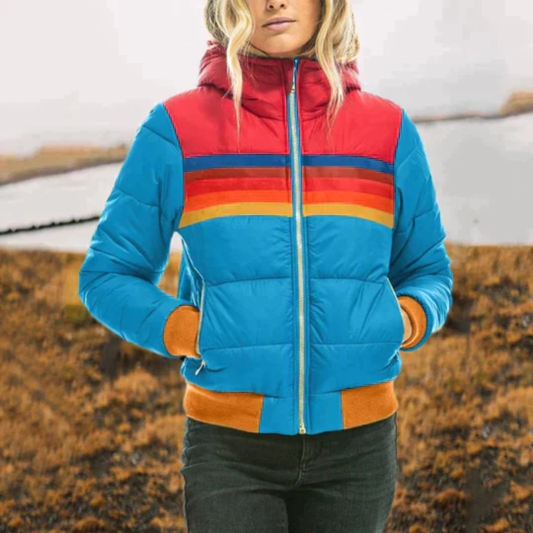Doudoune Femme Élégante Color Block Hiver 2