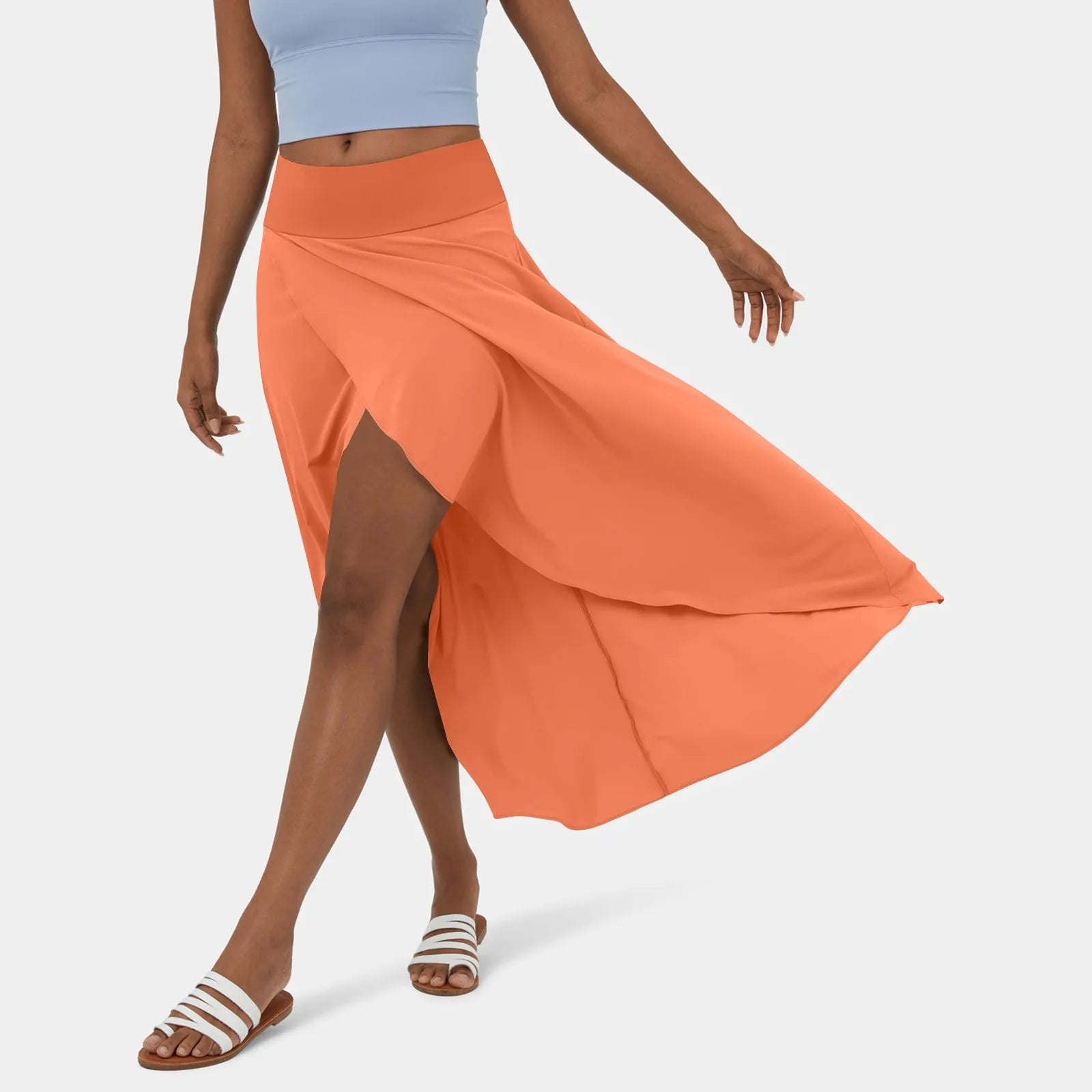 skirts : Heidi | Jupe Longue Femme Swingante Élégante Mi-Mollet in Orange van Seroa