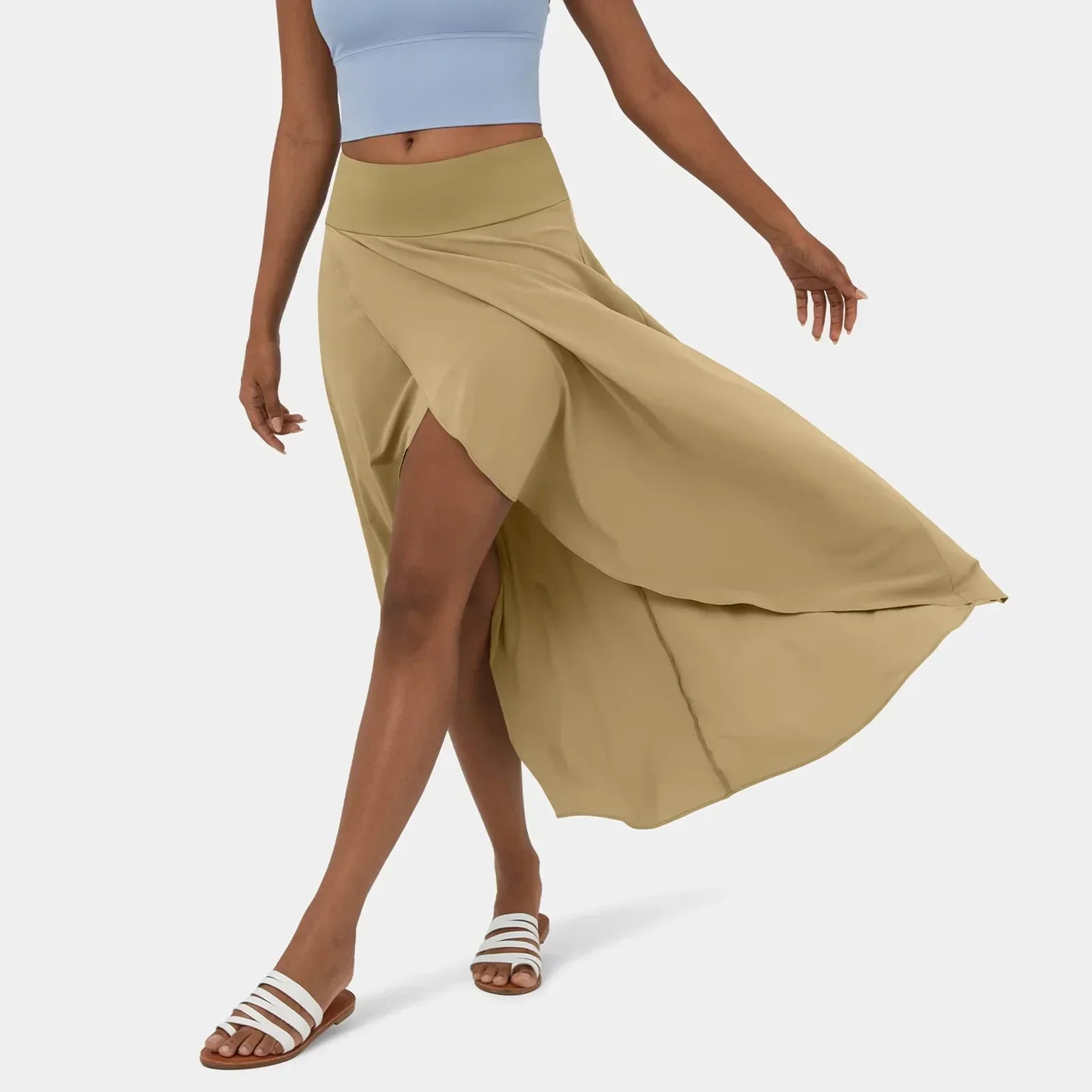 skirts : Heidi | Jupe Longue Femme Swingante Élégante Mi-Mollet in Khaki van Seroa