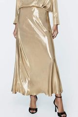 Ensemble Élégant Satin Femme Évasé 4