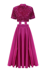 Ensemble Féminin Éblouissant avec Jupe Fendue 4