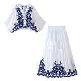 Ensemble Femme Bohème Chic avec Blouse et Jupe 0