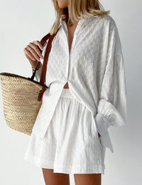 Ensemble Femme Chemise et Shor Brunch Élégant