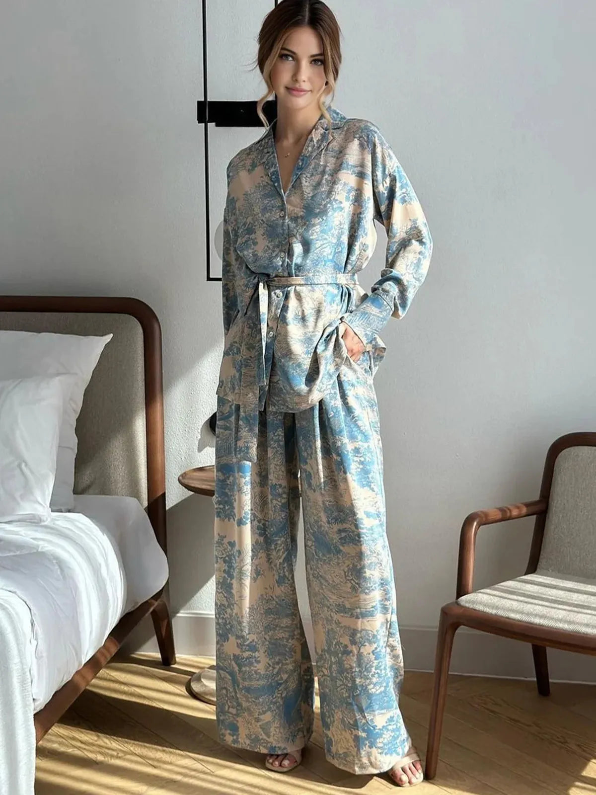 Ensemble Femme Chic Décontracté avec Pantalon Large 2