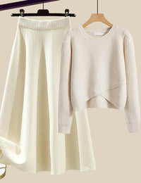 Damen-Set mit Pullover und Rock, schicker Look, feminine Mode