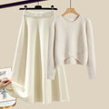 Damski zestaw sweter i spódnica, stylowy i kobiecy look