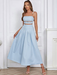 Elegantes Damen-Set mit ärmellosem Top und langem Rock