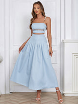 Ensemble Femme Chic Top Sans Manches Jupe Longue 0