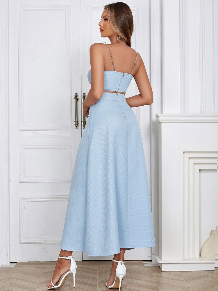 Ensemble Femme Chic Top Sans Manches Jupe Longue 1