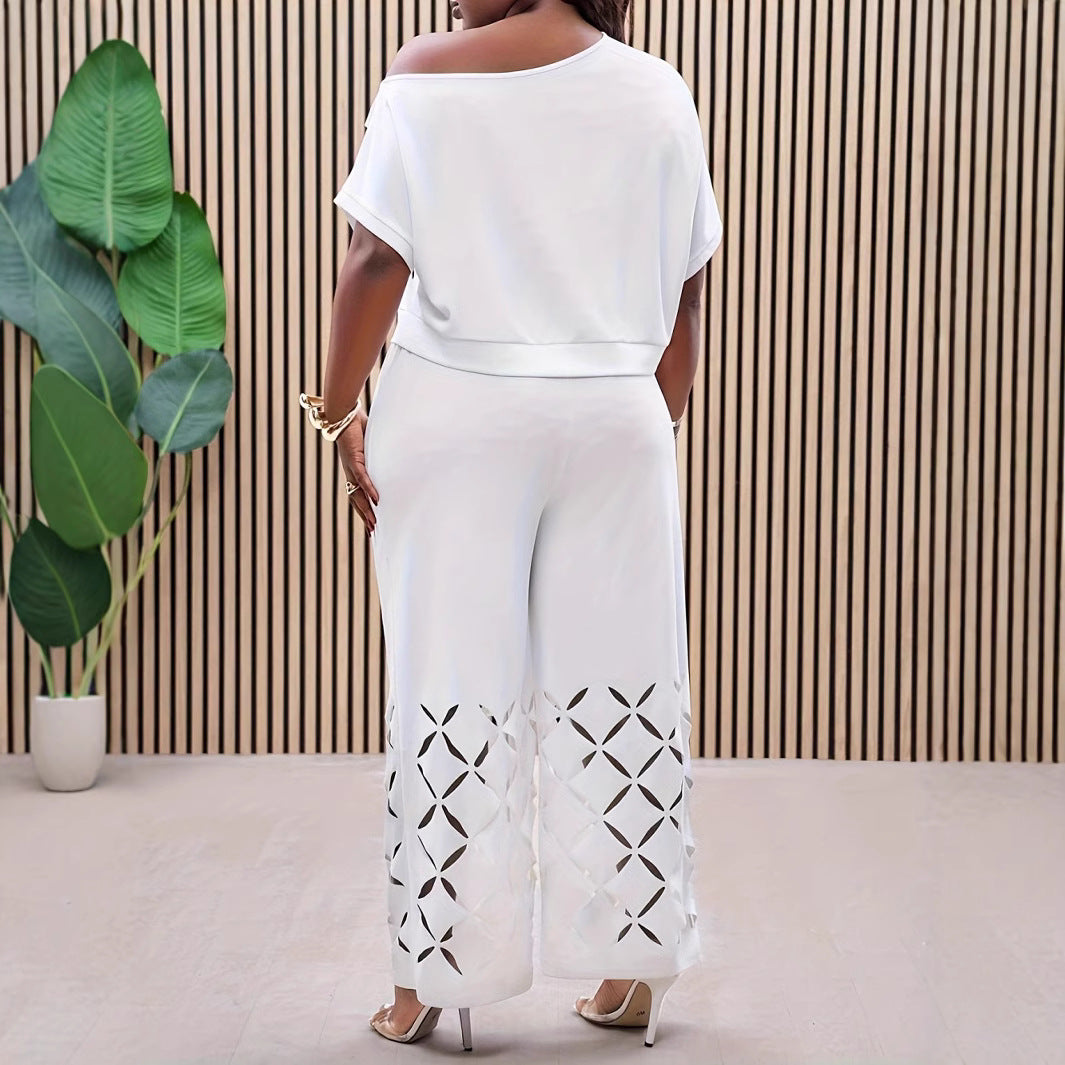 Ensemble Femme Chic à Épaules Asymétriques 2