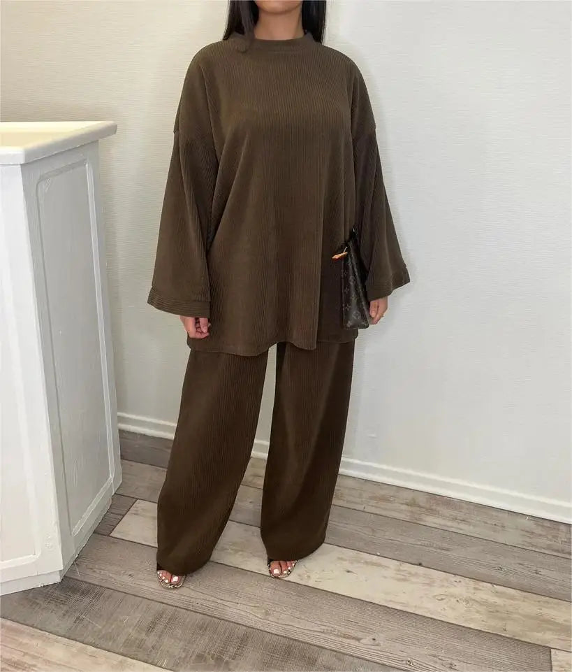 Ensemble Femme Chic en Velours Côtelé 4