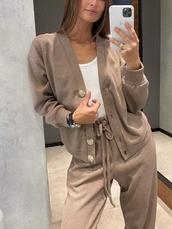 Ensemble Femme Décontracté Cardigan et Pantalon 2